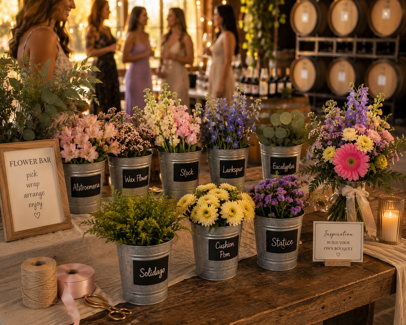 Flower bar event with fresh stems